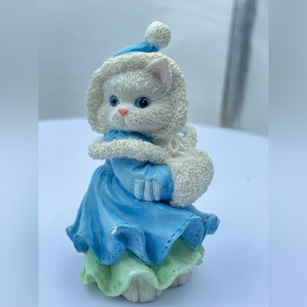 Vintage Calico Kitten Resin Figurine I'll Be Home For Christmas 144614 1995